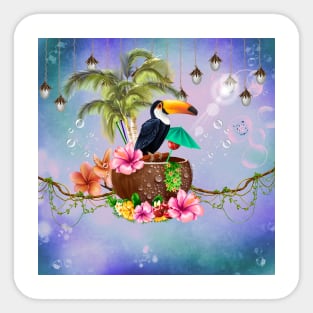 Tropical design with toucan Sticker